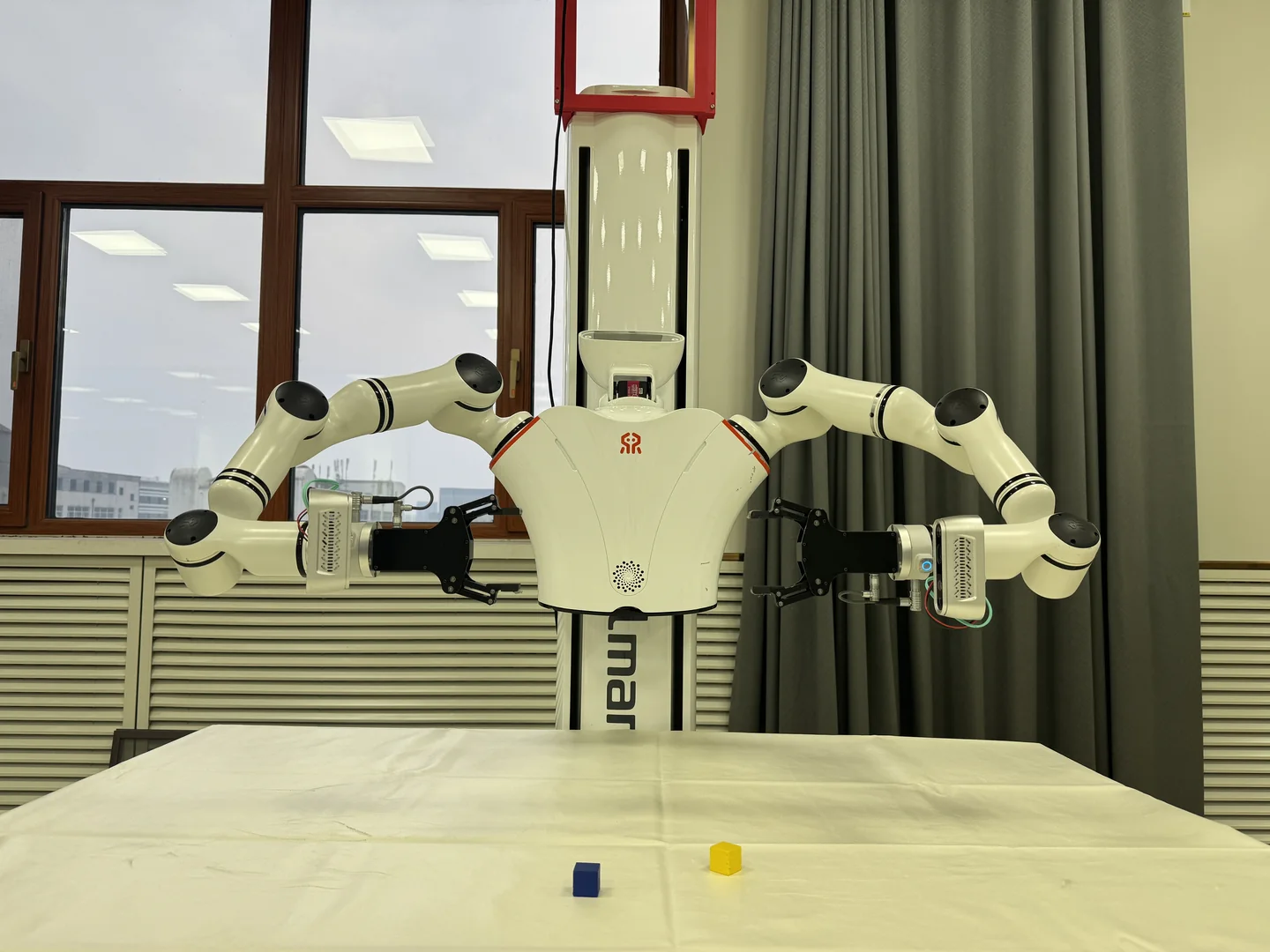 The robot workspace under brighter natural illumination.